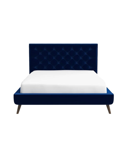 Dillon Luxe Velvet Bed styled in bedroom with nightstands
