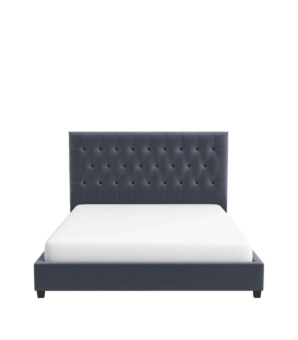 Sterling Velvet Platform Bed - Front view on white background