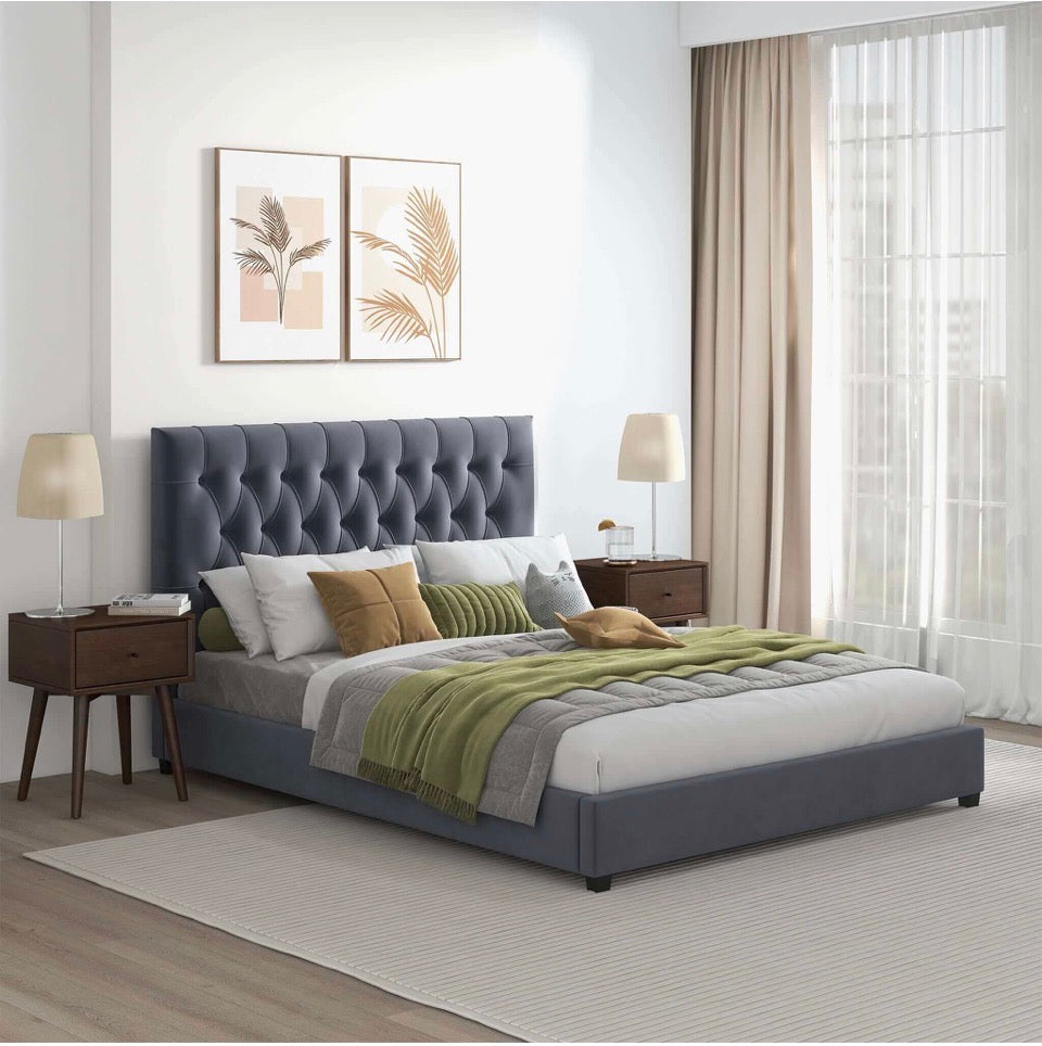 Sterling Velvet Platform Bed - Bedroom setting front view
