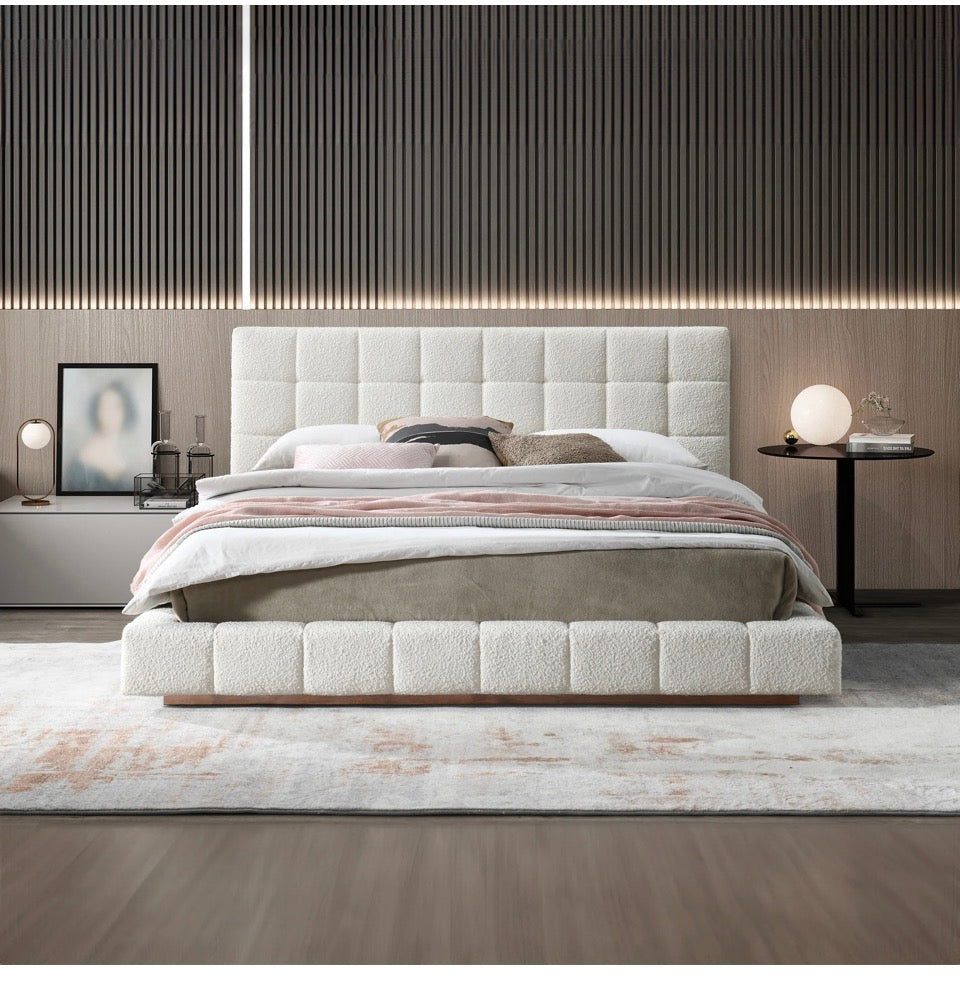 Élan Boucle Bed - Bedroom setting with dark blue walls