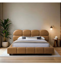 The Milano™ Cognac Vegan Leather Platform Bed - Room Setting