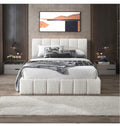 The Haven™ White Bouclé Platform Bed - Front View