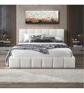 The Haven™ White Bouclé King Platform Bed - Front View Luxury Setting