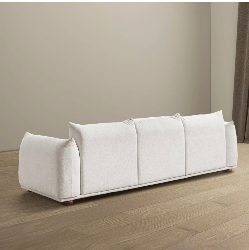The Kendall Sofa – back view showing clean upholstery and bun legs