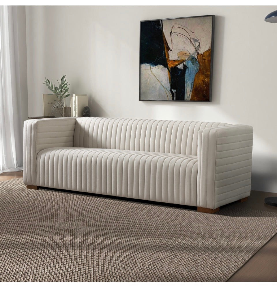 Élan Sofa front view in cream velvet