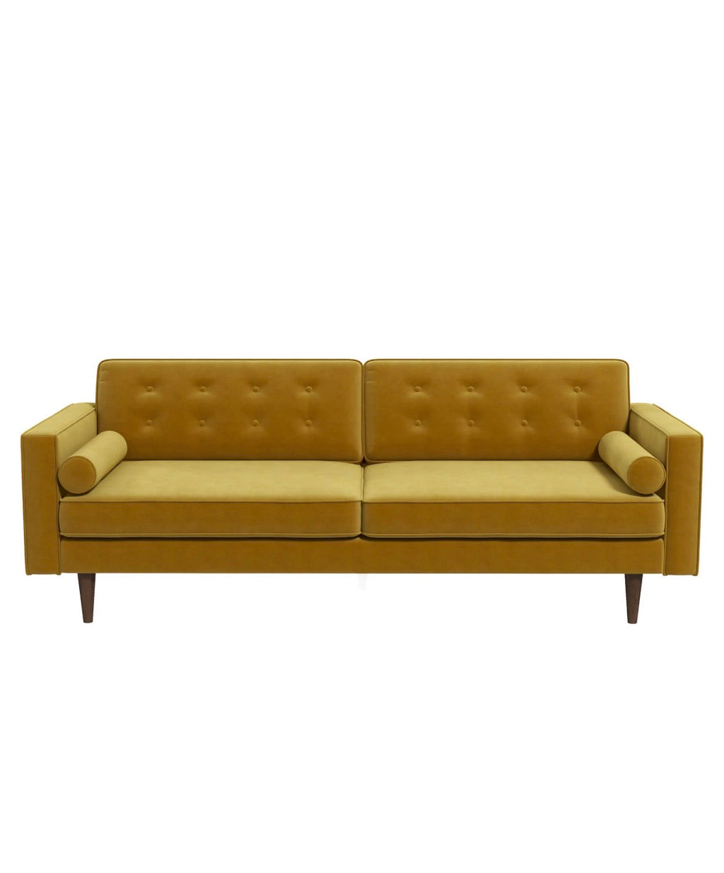 The Aurelia Golden Velvet Tufted Sofa – Front View