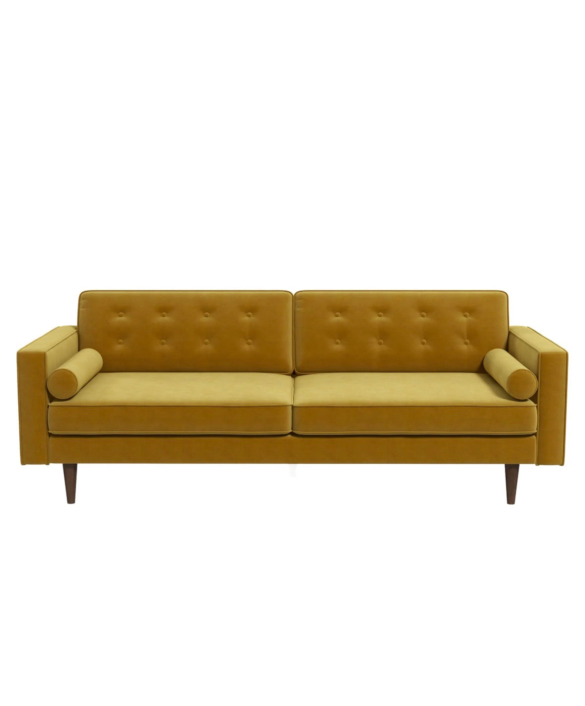 The Aurelia Golden Velvet Tufted Sofa – Front View