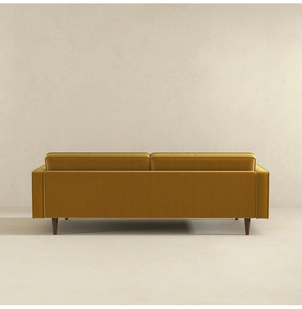 The Aurelia Golden Velvet Tufted Sofa – Lifestyle View