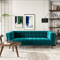 The Sapphire Tufted Teal Velvet Sofa – Angle View Left