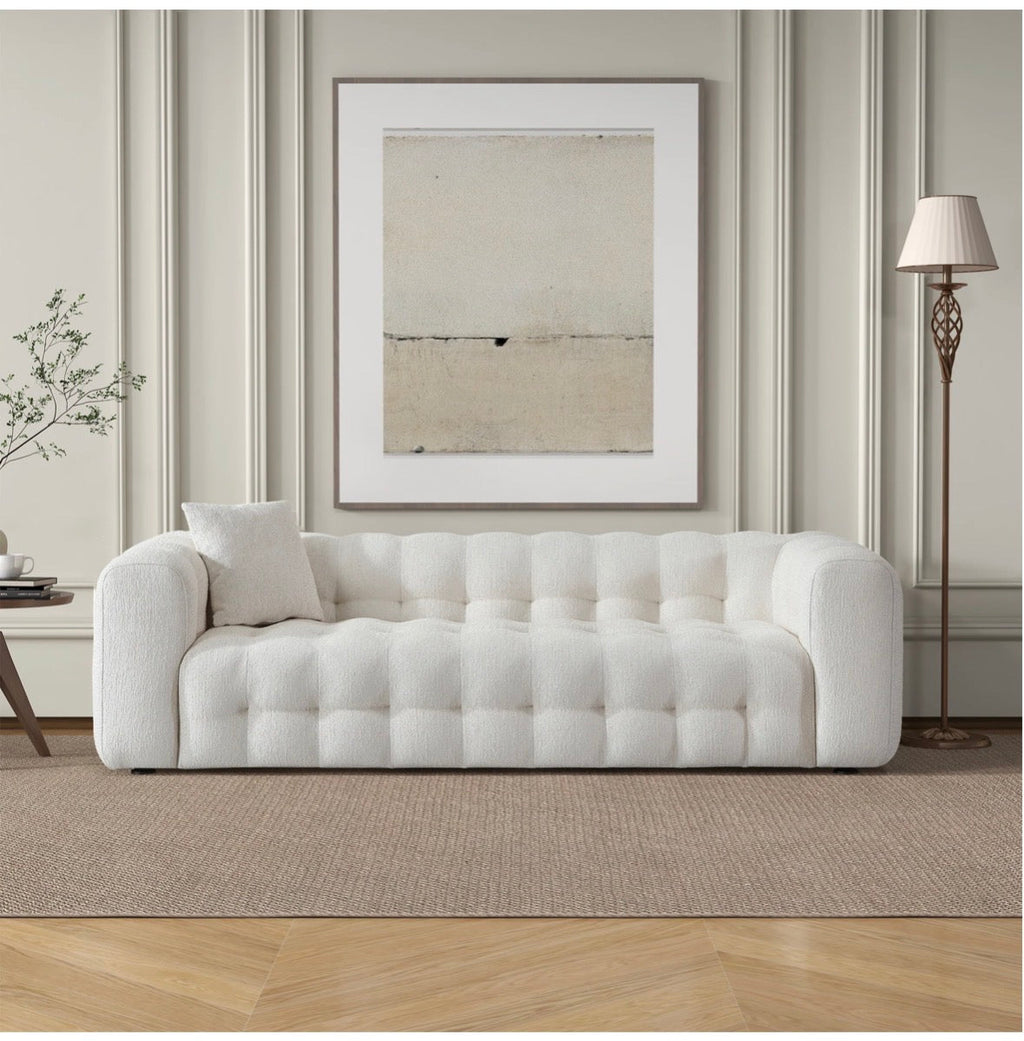 The Eden sofa front-facing in a bright living room