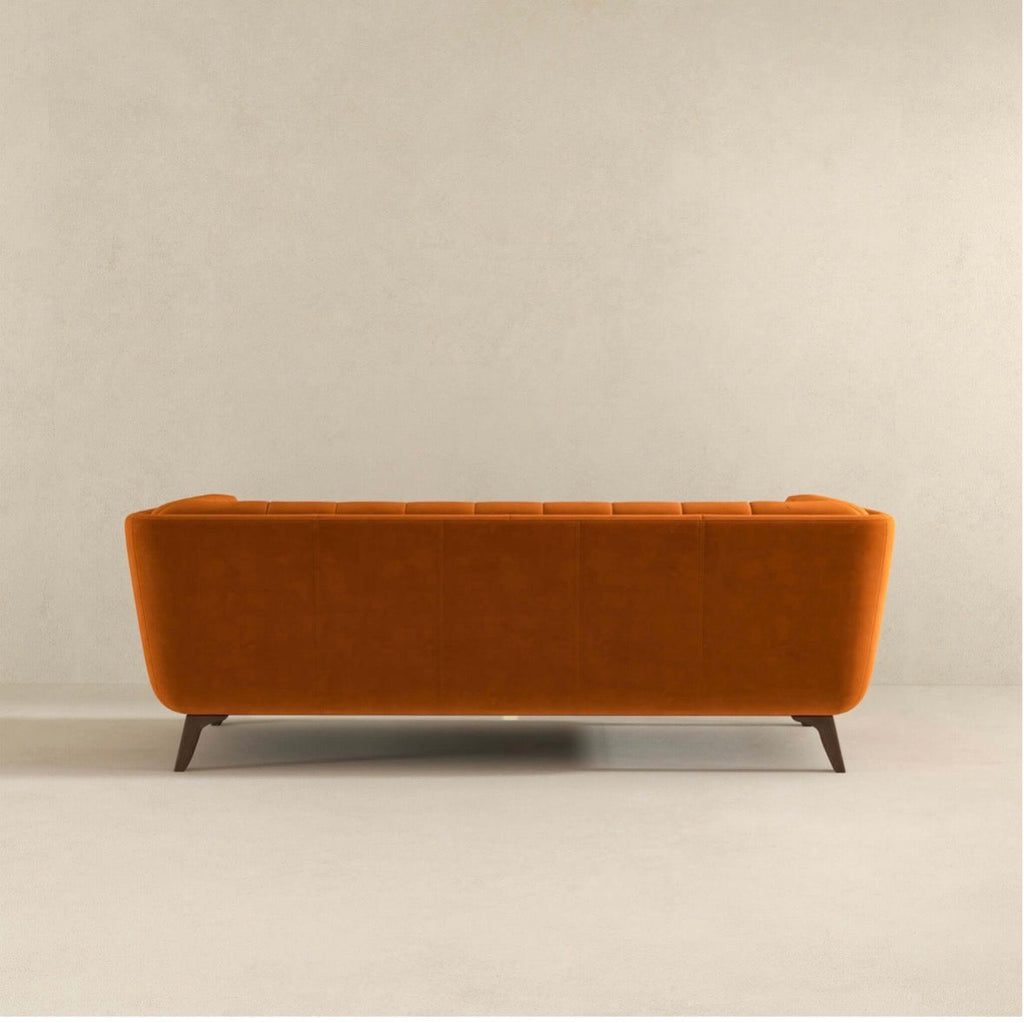 Luxury Burnt Orange Velvet Sofa - shipping dimensions