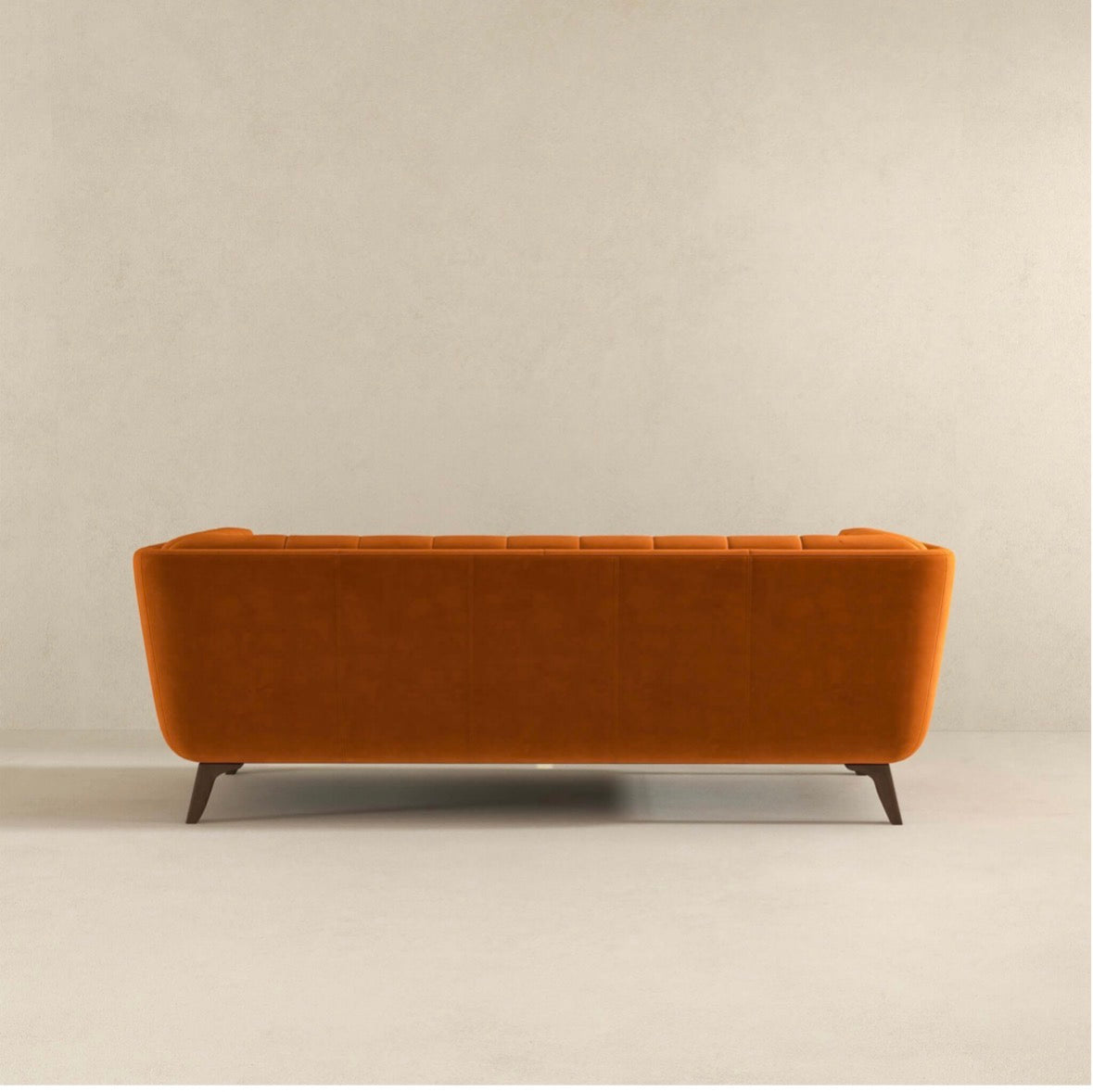 Luxury Burnt Orange Velvet Sofa - shipping dimensions