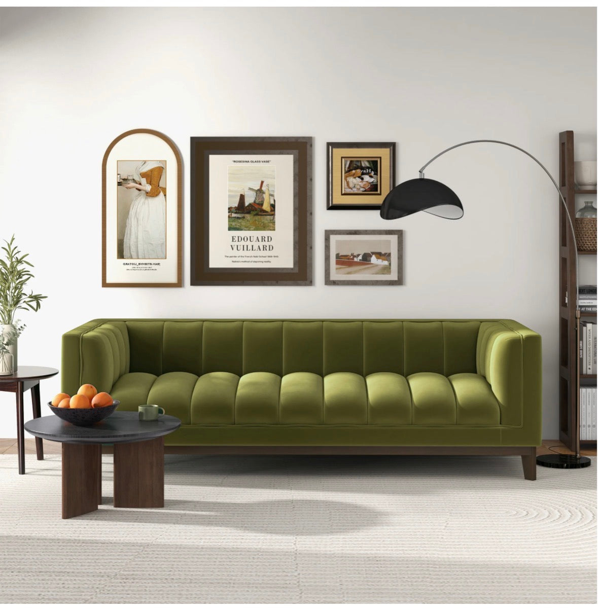 The Emerald green velvet sofa - angled view