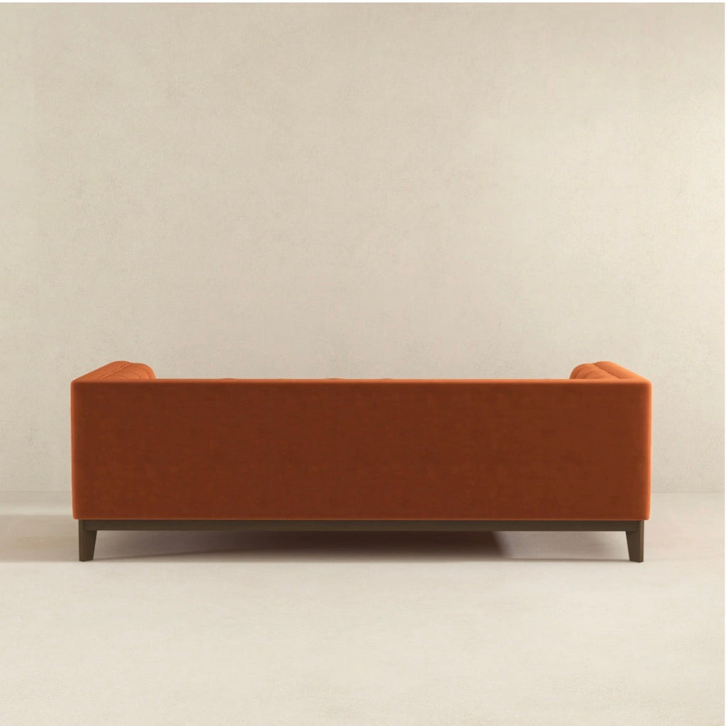 The Sienna burnt orange velvet sofa - front angle view