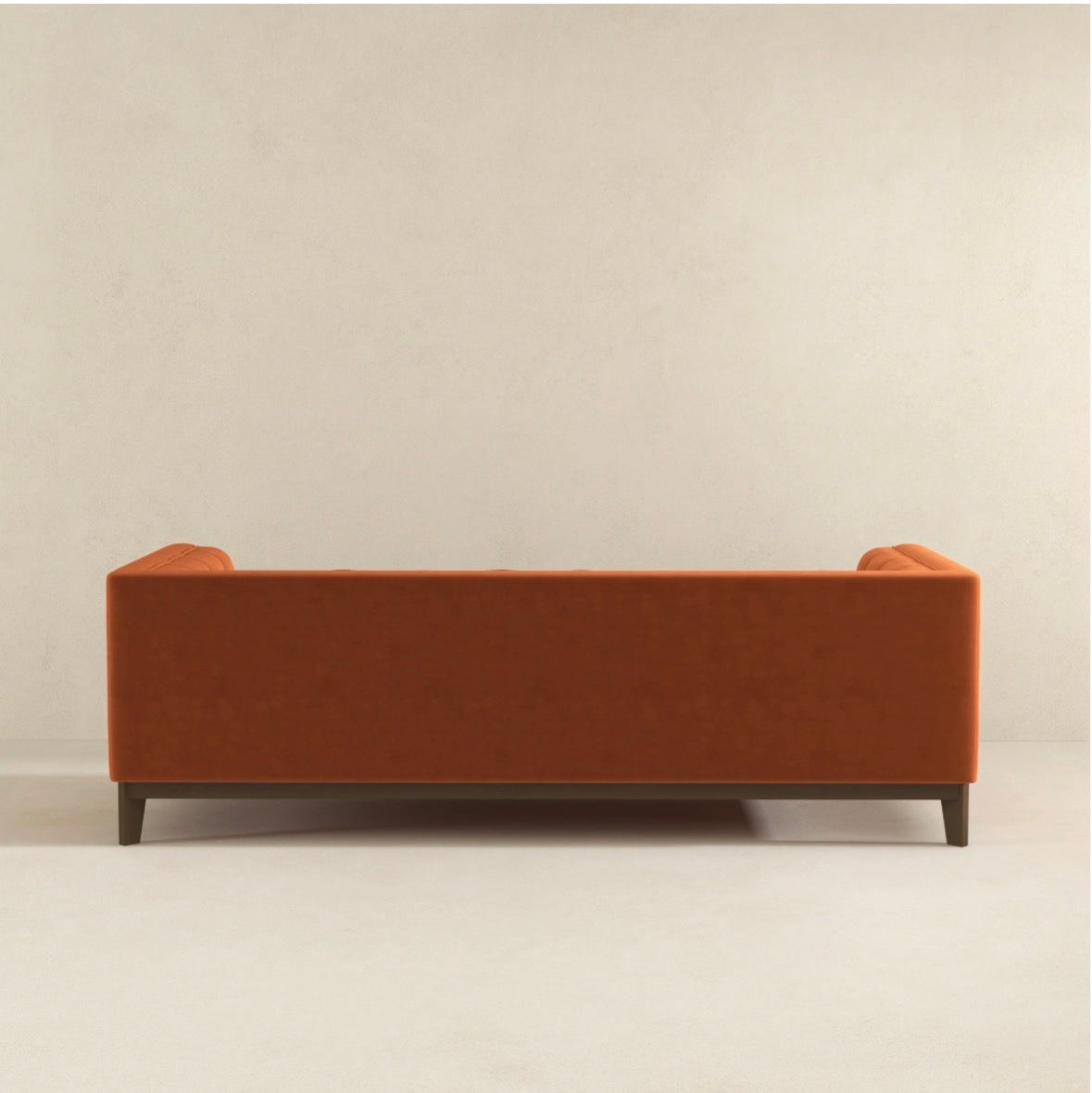 The Sienna burnt orange velvet sofa - front angle view