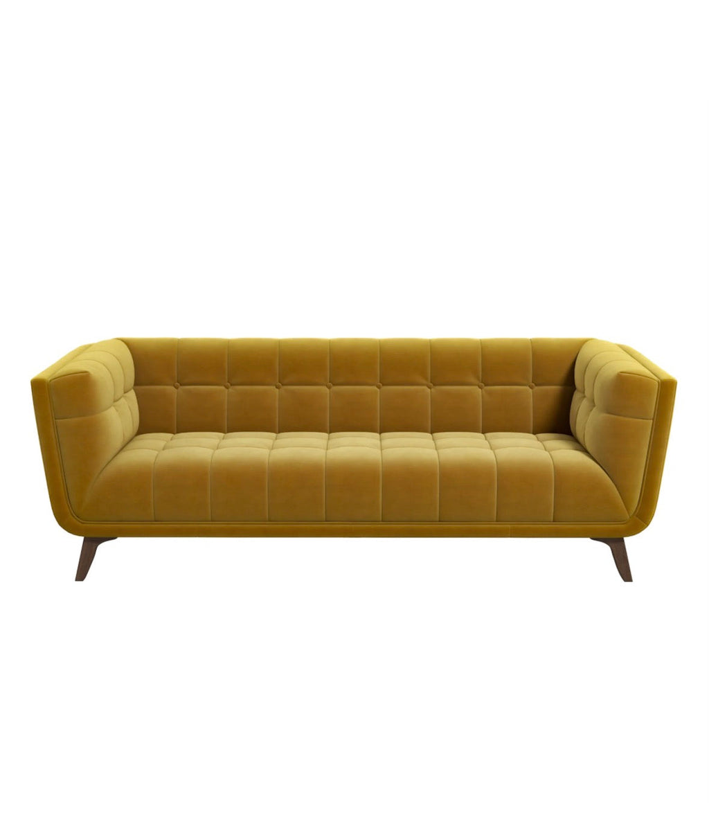 The Aurelia gold velvet sofa - rear view
