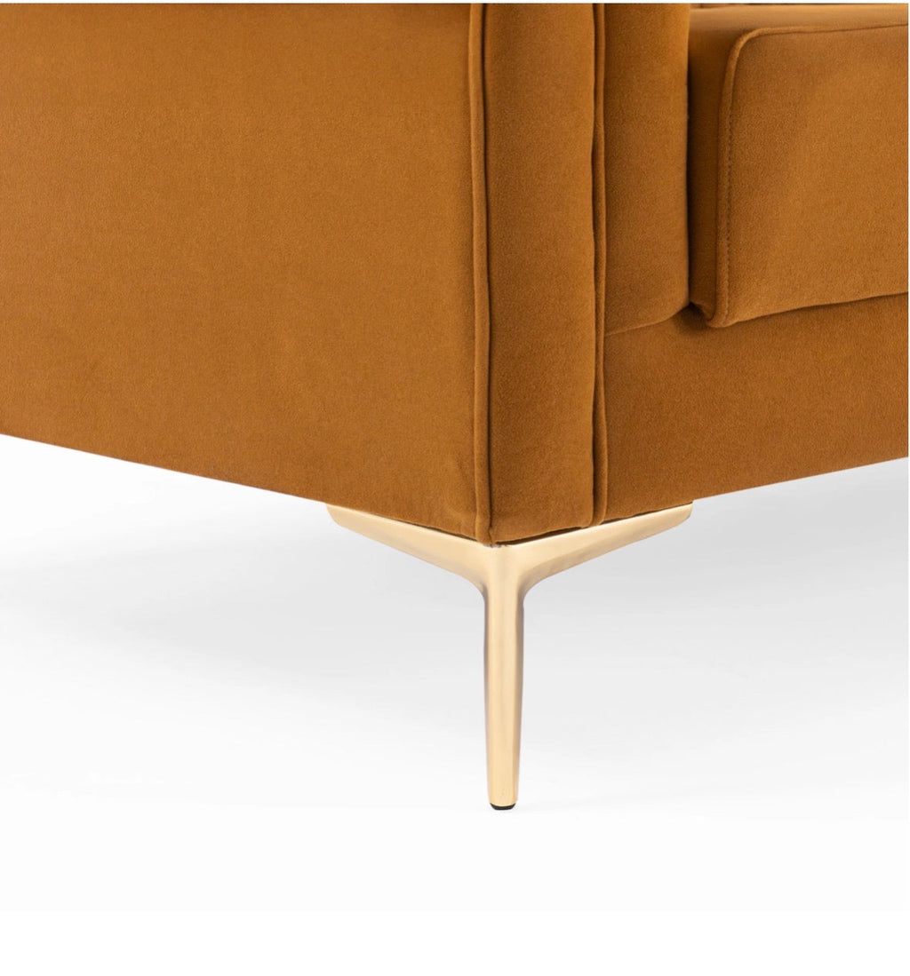 Bellamy Cognac Velvet Sofa - rear view