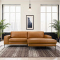 The Camden Cognac Vegan Leather Chaise Sectional — full room view