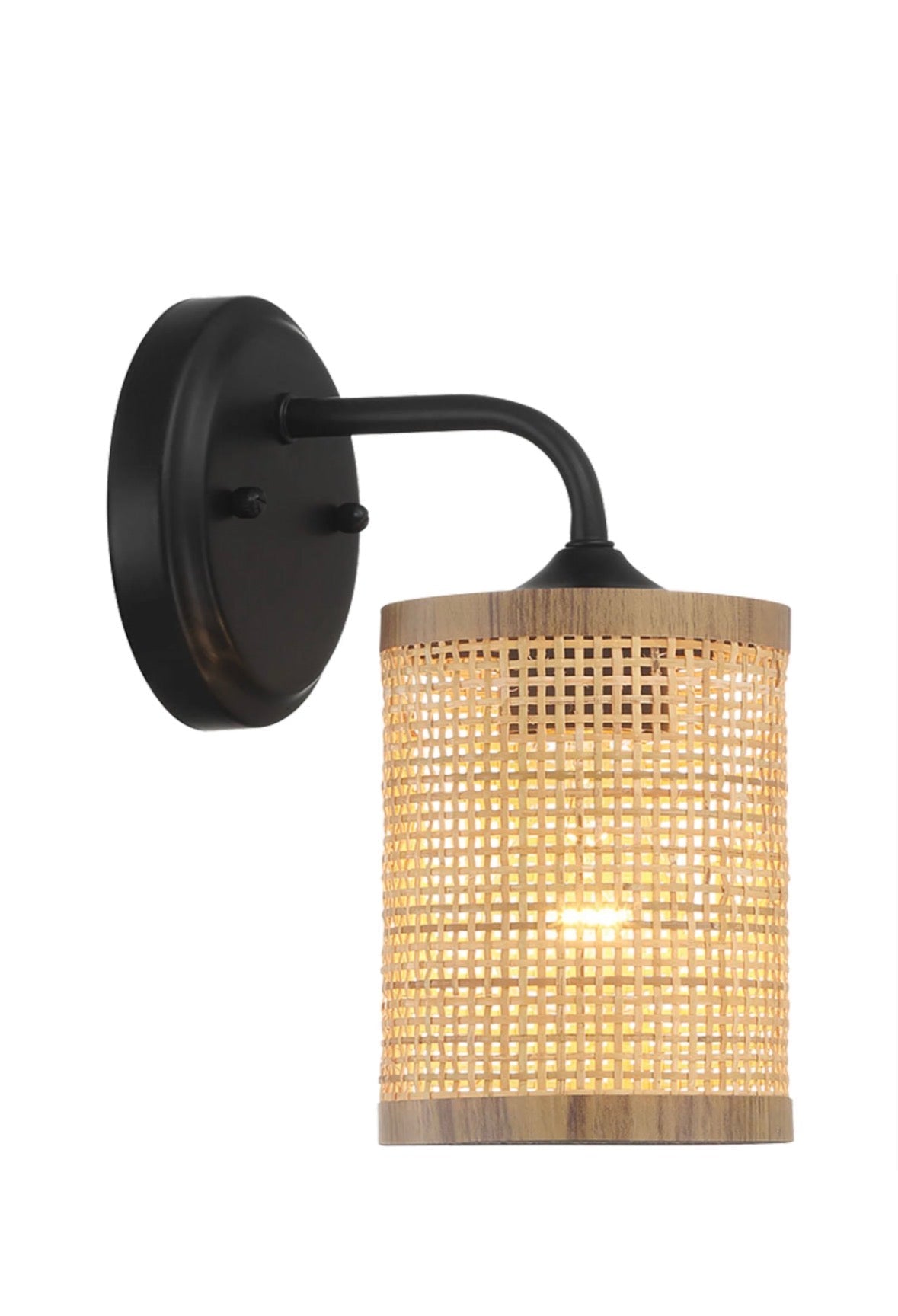 The Isla Natural Rattan & Black Metal Wall Sconce – product shot