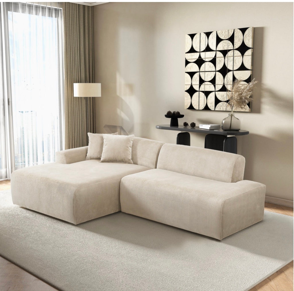 The Marlowe – Cream Corduroy Sectional (Left facing)