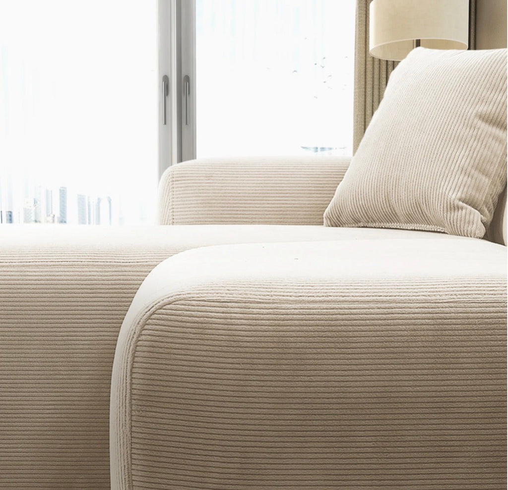 The Marlowe Cream Corduroy Sectional – L-shape angle view