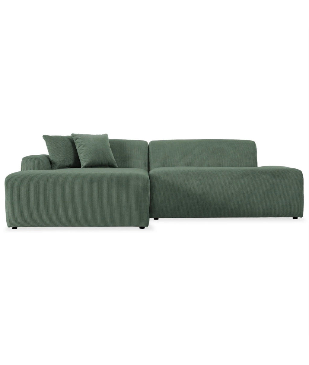 The Sloane Moss Green Corduroy Sectional – front view