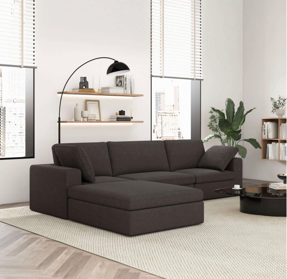 The Camille Charcoal Modular Corner Sectional – angled view