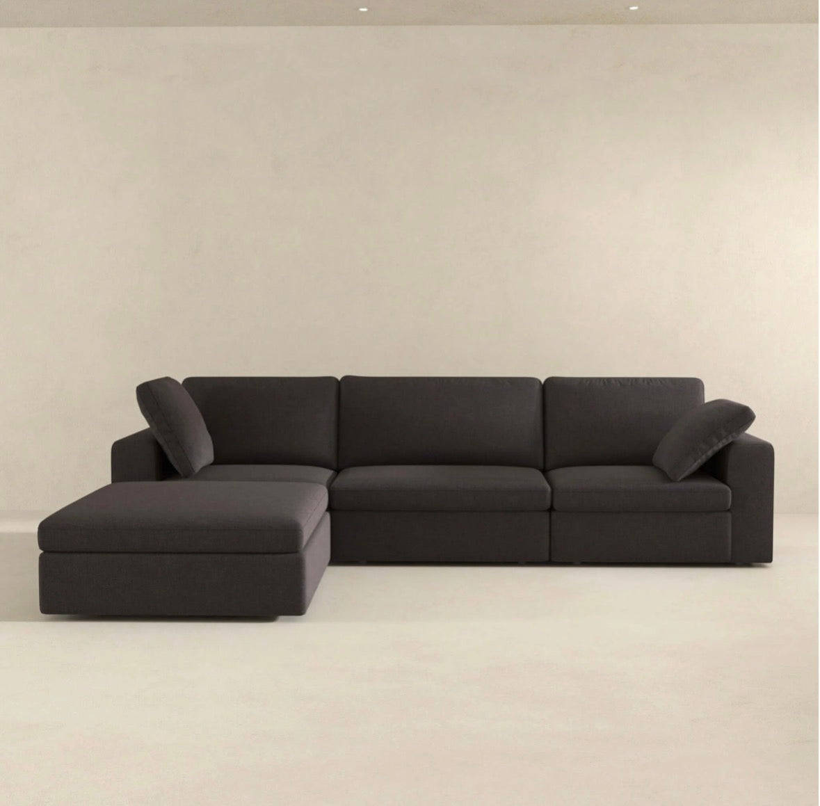 The Camille Charcoal Modular Corner Sectional – room styled view